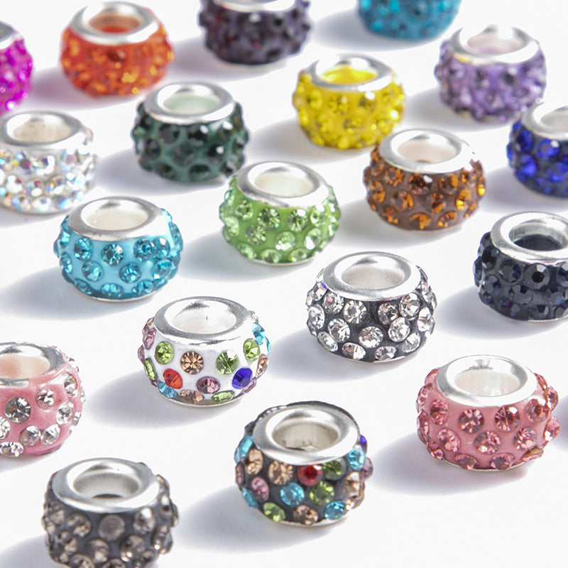 Venta al por mayor 10-200PCS/Pack 14mm Rhinestone Clay Perlas de agujero grande 10/50/100/200PCS/Pack